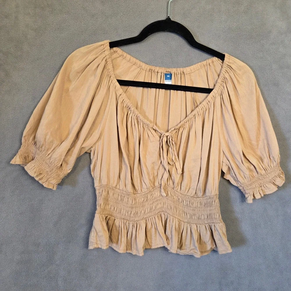 Old Navy Babydoll Milkmaid Top Women's XS Ruffle Boho Cottagecore Peasant